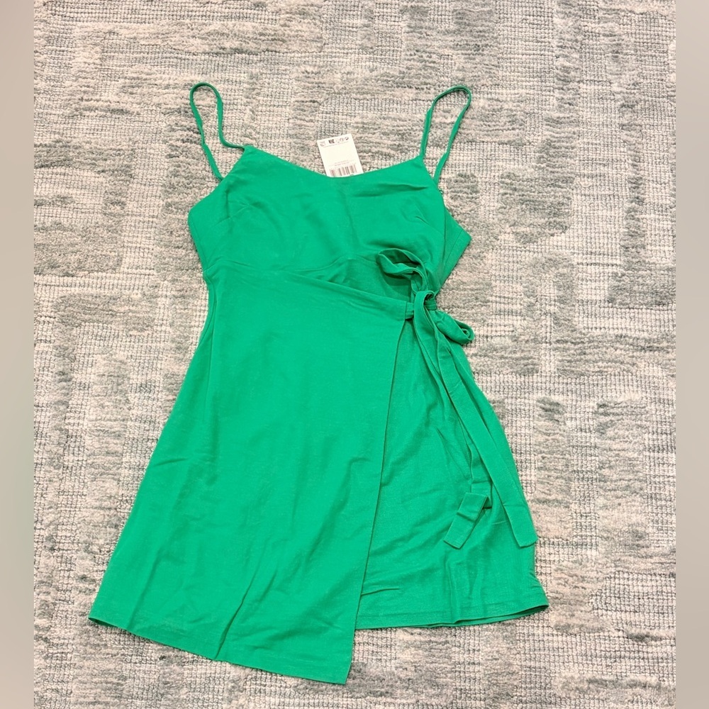 Mango Emerald Green Wrap Mini Dress - Picture 6 of 7